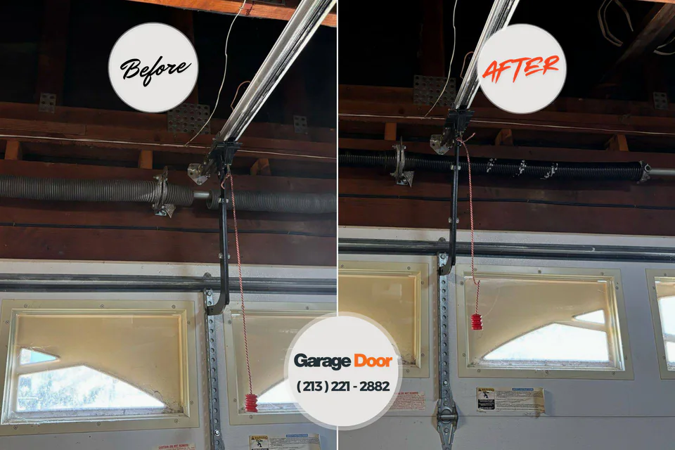 Before and after: garage door repair Cherry Valley, IL
